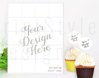 Cupcake Tag Mockup, Cupcake Topper Template, Party Styled Stock Photography, Stock Photo, Stock image, Smart Object, Instant Download, 586