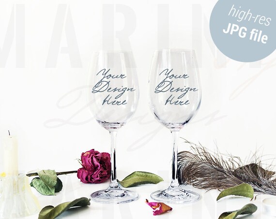 Decal Mockup Vinyl Mockup Sticker Mockup 2 Wine Glasses
