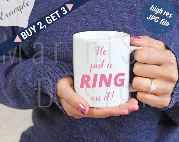 Mug Mockup With Woman Woman Holding Mug With Engagement