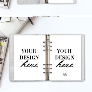 A6 planner Mockup PSD, A6 Planner inserts Mockup, 6-Ring bound planner mockup, Planner binder mockup, A6 journal mockup, Smart Objects, 1224