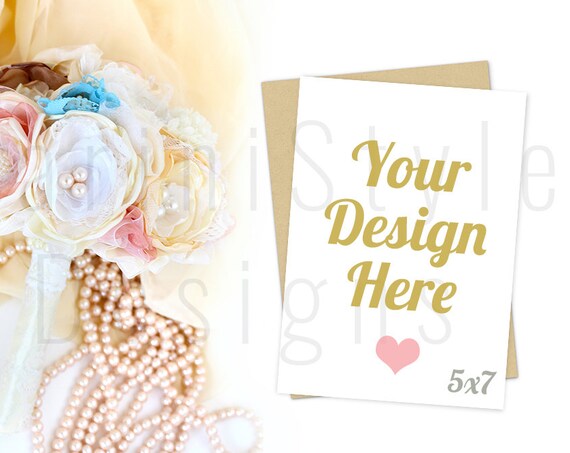 5x7 Card Mockup Wedding Invitation Mockup Stock Image Wedding