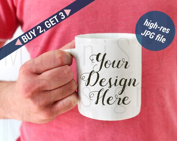 Mug Mockup With Man Masculine Mug Mock Up Stock