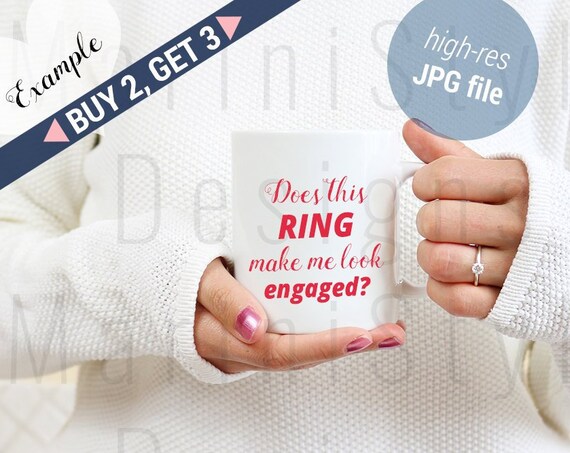 Mug Mockup Woman Holding Mug With Engagement Ring Styled