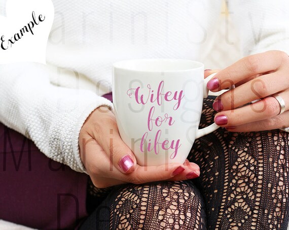 Woman Holding Mug With Ring Bistro Mug Mockup Winter