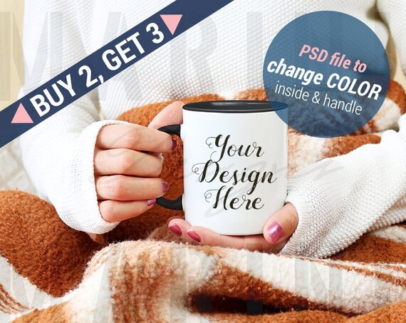 Black Handle Mug Mockup Two Toned Mug Mockup Color