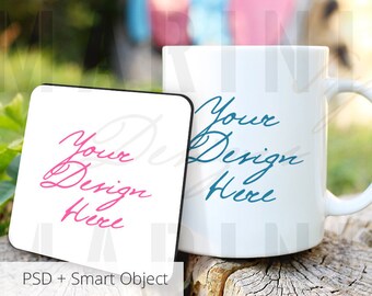 Download Mug Coaster Mockup Square Coaster And Mug Set Mock Up Styled Stock Photography Stock Photo Coaster With Coffee Cup Stock Image 726 Free Logo 3d Mockups PSD Mockup Templates