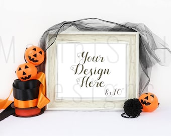 Download Free 8 x 10 Halloween Frame Mockup, Empty Frame, Horizontal Frame, Holiday Styled Stock Photography, Stock Photo, Stock image, Wooden Frame, 562 PSD Template