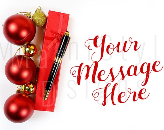 Christmas Mockup Holiday Styled Stock Photography Red Gold