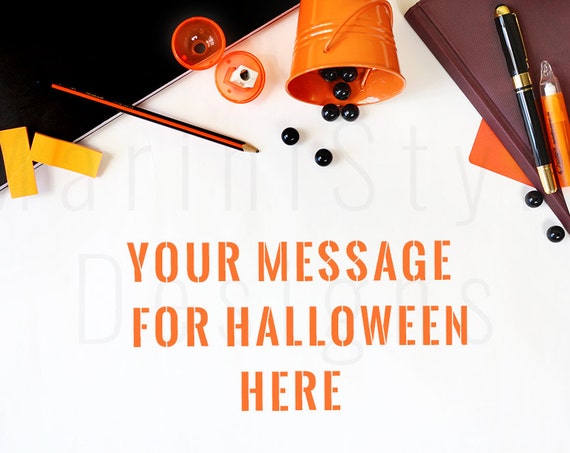 Styled Office Desk Mockup White Desk Orange Styled Stock