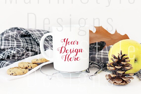 White Mug Mockup Holiday Styled Stock Photography Christmas Winter