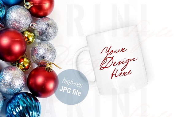 Christmas Styled Coffee Mug Mockup Coffee Cup On White