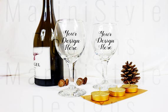 Wine Glasses Mockup Holiday Stock Photo Xmas Stock Image Wine Glasses Mockup Holiday Stock Photo Xmas Stock Image