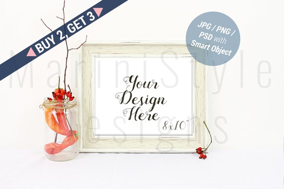 Landscape Frame Mockup 8x10 Rustic Wood Frame Mockup Print
