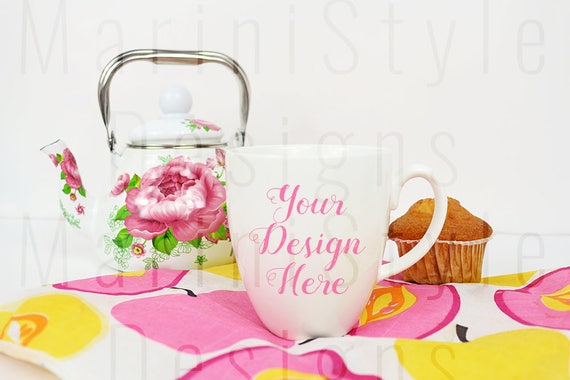 Bistro Mug Mockup Shabby Chic Styled Stock Photography Blank
