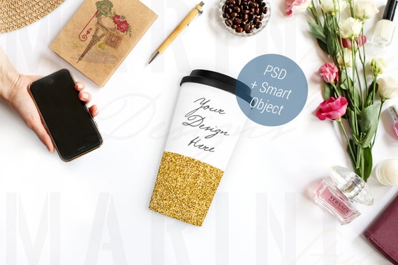 Glitter Travel Mug Mockup Glitter Tumbler Mockup Glitter Dipped