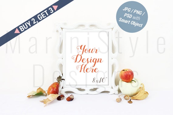 Minimalist White Frame Mockup 8x10 Scandinavian Style Photo Frame