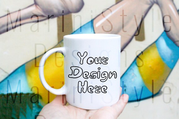 Gangsta Styled Mug Mockup On Graffiti Wall Street Art