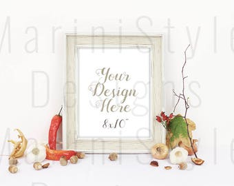 Download Free 8x10 Fall Mockup, White Wood Frame Mock up, Autumn Styled Stock Photography, Stock image, Minimalistic Photo Frame Mockup, Stock Photo, 626 PSD Template