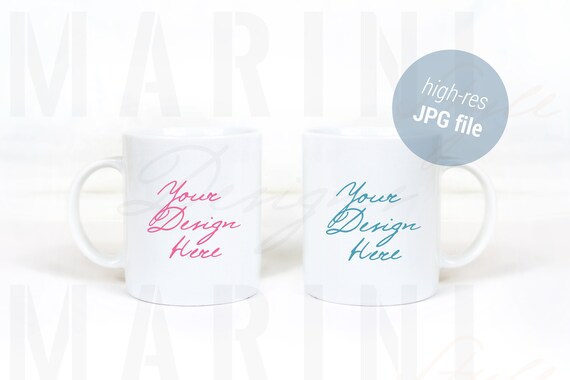 Two Mug Mockup Double Mug Mockup Neutral Colors White Two Mug Mockup Double Mug Mockup Neutral Colors White