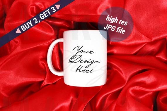 Mug Mockup Stock Photo On Red Satin Background Valentines Mug Mockup Stock Photo On Red Satin Background Valentines