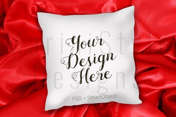 White Pillow Mockup Square Decorative Pillow Styled Stock Photography