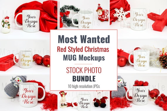 Christmas Mug Mockup Stock Photo Bundle Coffee Mug Mockup