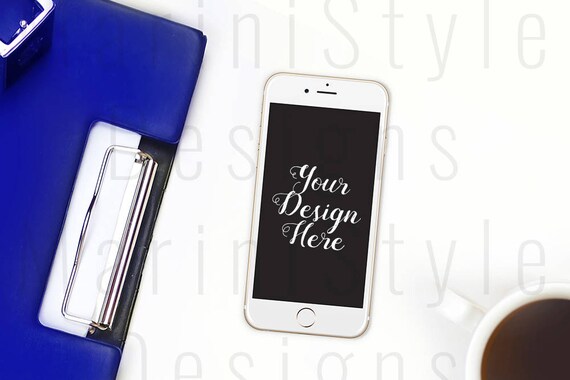 Iphone Mockup White Office Desk Royal Blue Branding Iphone Mockup White Office Desk Royal Blue Branding