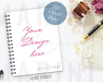 Download Pink Gold Styled Stock Photography Spiral Notebook Mockup 8 5 X 11 A4 Diary Journal Planner Feminine Stock Photo Stock Image 337 Apparel Mockup Psd File PSD Mockup Templates