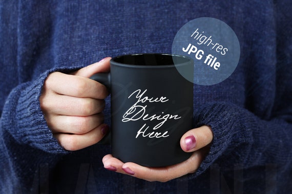 Black Mug Mockup Stock Photo Of Woman Holding Black Black Mug Mockup Stock Photo Of Woman Holding Black