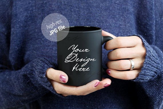 Black Coffee Mug Mock Up For Woman Wife Or Black Coffee Mug Mock Up For Woman Wife Or