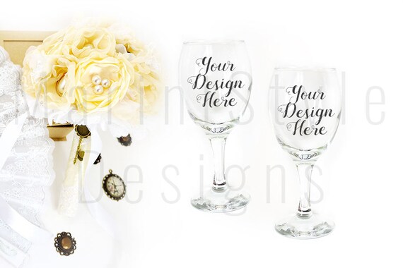 2 Wine Glasses Mockup Engagement Wedding Stock Photo Wine 2 Wine Glasses Mockup Engagement Wedding Stock Photo Wine