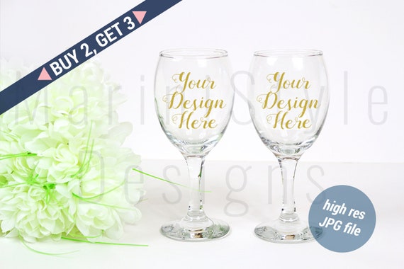 Wine Glasses Mockup 2 Two Wine Glass Stock Photo