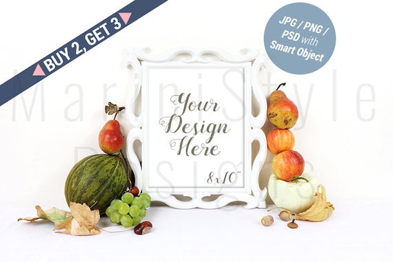 8x10 Frame Mockup Print Mockup Autumn Frame Stock Photo