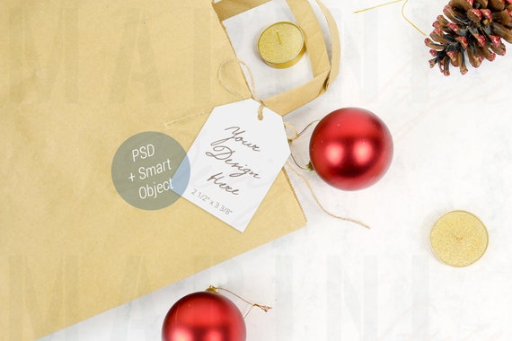 Christmas Gift Tag Mockup Christmas Tag Template Photoshop Psd