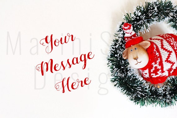 Wreath On White Desk  Desktop Styled Stock Photography  Red