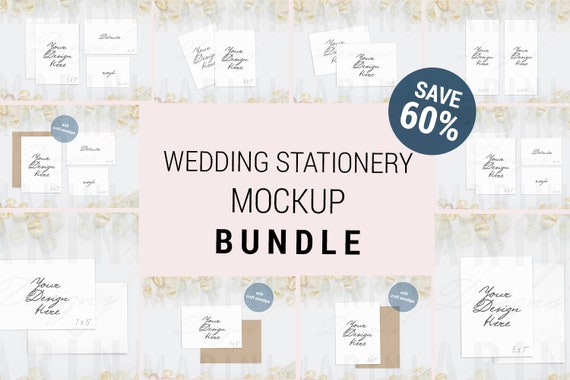 Stationery Mockup Bundle Wedding Stationery Mockup Invitation Card Mockup