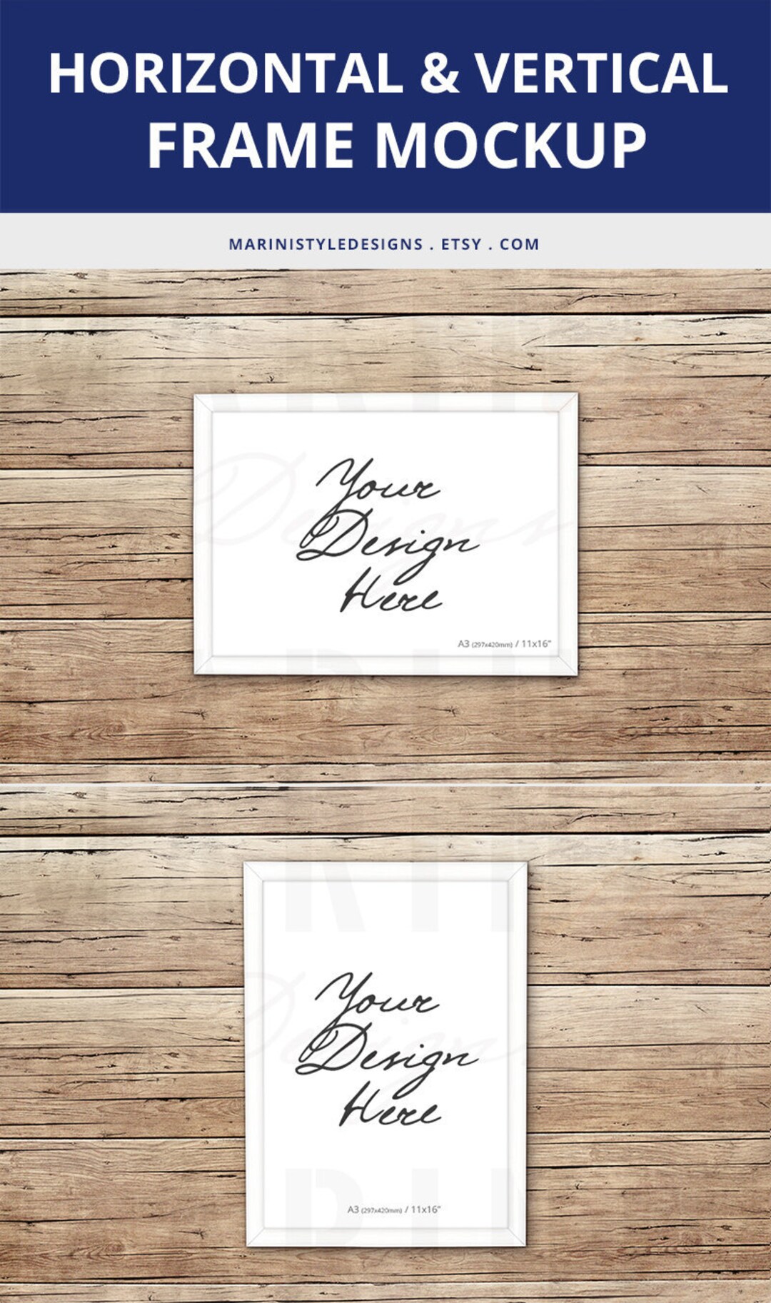 A3 Frame Mockup White Frame Mockup Horizontal Frame Mockup Etsy