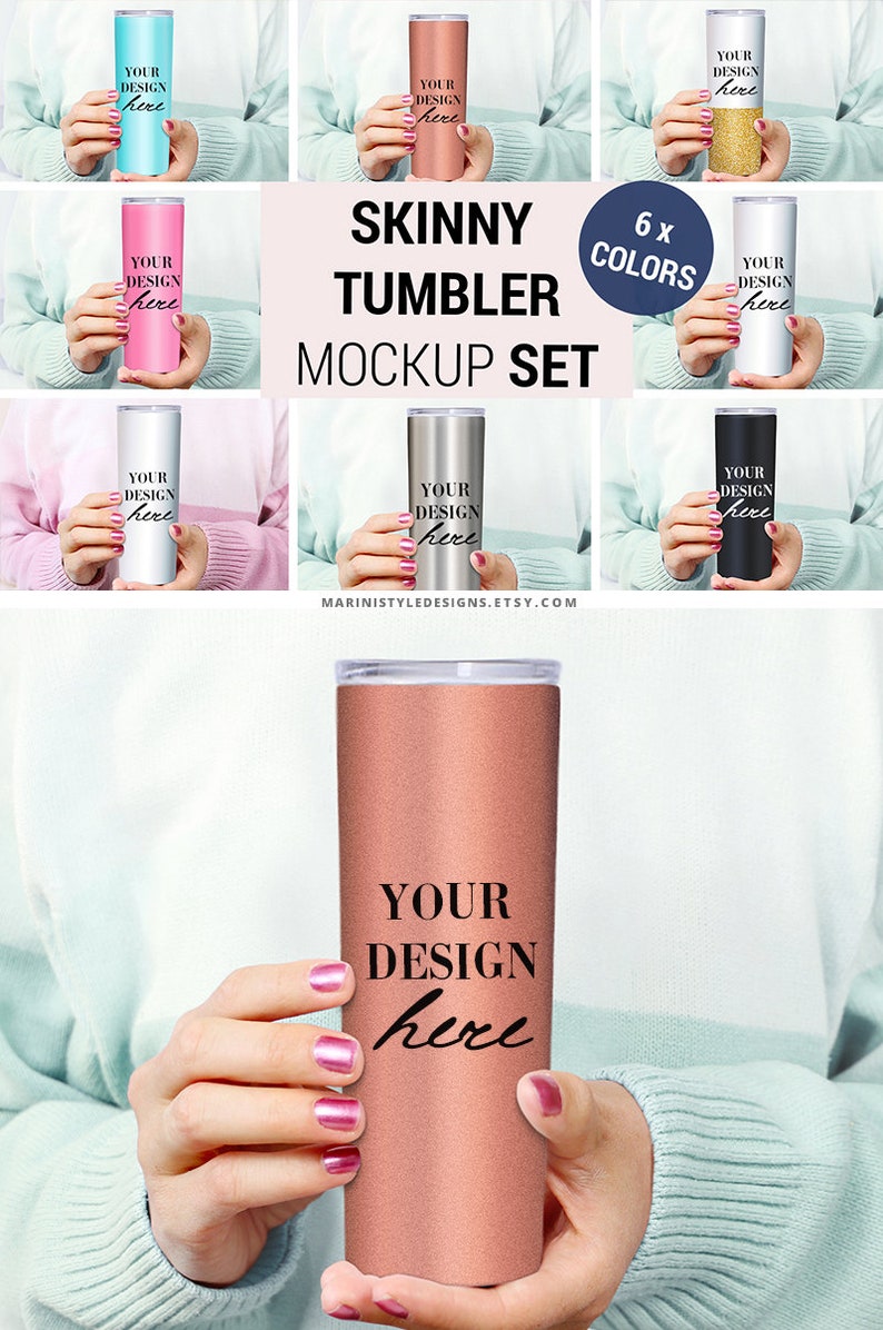 Download 20 oz Skinny Tumbler Mockup White Tumbler Mockup Stainless ...