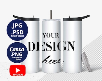 20oz Duo Skinny Tumbler Mockup Full wrap, 20oz Hogg Tumbler Mockup, 3 Duo Tumblers Mockup, 20oz tumbler mockup with two lid options, 1526