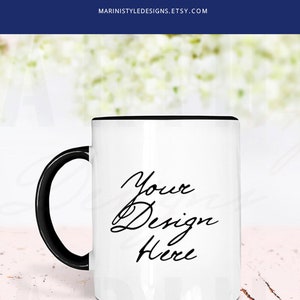 Black Handle Mug Mockup, Black Rim Mug Mockup, Colored Handle & Rim Mug Mockup Stock Photo, PSD with Smart Object to change color, 930 image 6