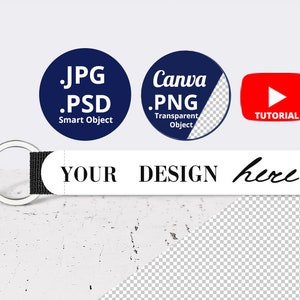 Maqueta de llavero de pulsera PSD Objeto inteligente, Maqueta de llavero de neopreno, Maqueta de fob de muñeca de tela PSD PNG Canva, Fondo minimalista 1504