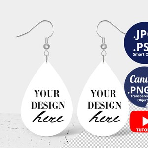 Teardrop Earrings Mockup PSD Smart Object, Two Drop earrings Mockup, Pair Teardrop Earrings Mockup, Sublimation Mockup PSD PNG Canva, 1421