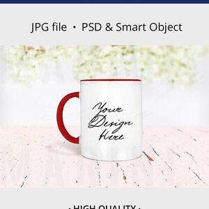 Black Handle Mug Mockup, Black Rim Mug Mockup, Colored Handle & Rim Mug Mockup Stock Photo, PSD with Smart Object to change color, 930 image 3