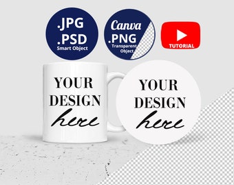 Okrągły podkładka i 11oz kubek mockup, podkładka i kubek mockup, biały kubek i okrągły podkładka mockup PSD Smart Object, Canva png transparent 1455