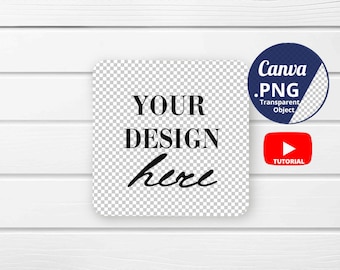 Kwadratowy podkładka Mockup Canva przezroczysty PNG, Pojedynczy podkładka Mockup widok z góry, Biały podkładka Canva Mockup PNG przezroczyste tło, 1439c