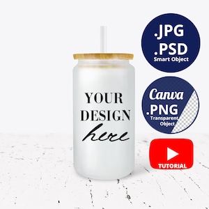 Single 16oz Frosted Glass Can Mockup, Matte can glass Mockup, Frosted Libbey glass can mockup, Frosted Beer can glass mockup PSD PNG,  1381