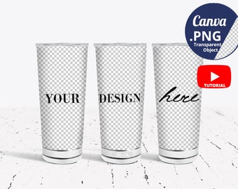 Maqueta de vaso de altavoz de 18 oz con envoltura completa para Canva, maqueta de 3 vasos de música con vasos transparentes, maqueta de 3 vasos Bluetooth PNG para superponer, 1249
