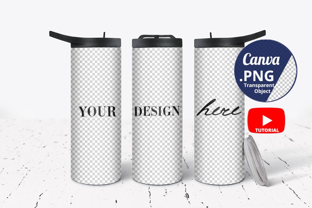25oz Duo Hogg Skinny Tumbler Mockup for Canva, Full Wrap 25oz Duo