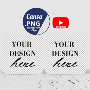 2 Square coasters Mockup Canva transparent PNG, Two Square coasters Mockup, White Coaster Canva Mockup PNG transparent background, 1438c