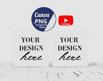 2 kwadratowe podstawki Mockup Canva transparent PNG, Dwa kwadratowe podstawki Mockup, Biały podkładka Canva Mockup PNG przezroczyste tło, 1438c